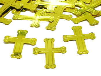 Cross Confetti, Embossed Gold Available by the Packet